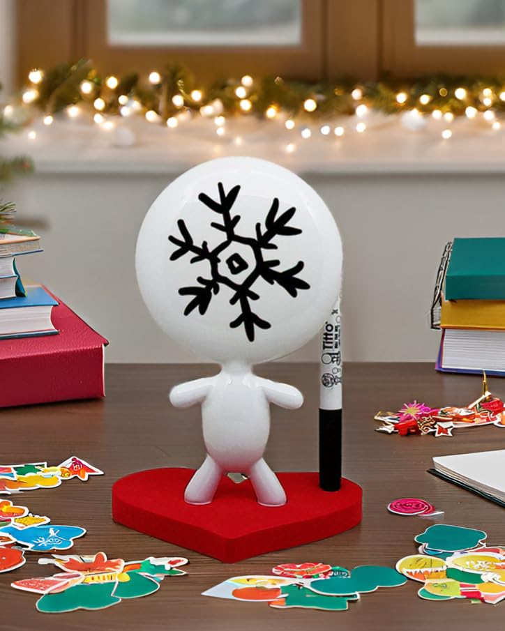 Estudio MW Valentines Day Gift - TITTO in Love, Draw Your Ideas - Ceramic Desk Coworkers Whiteboard Doll - Red Office Decor Design - Back to School Love Gifts - RED - Image 3